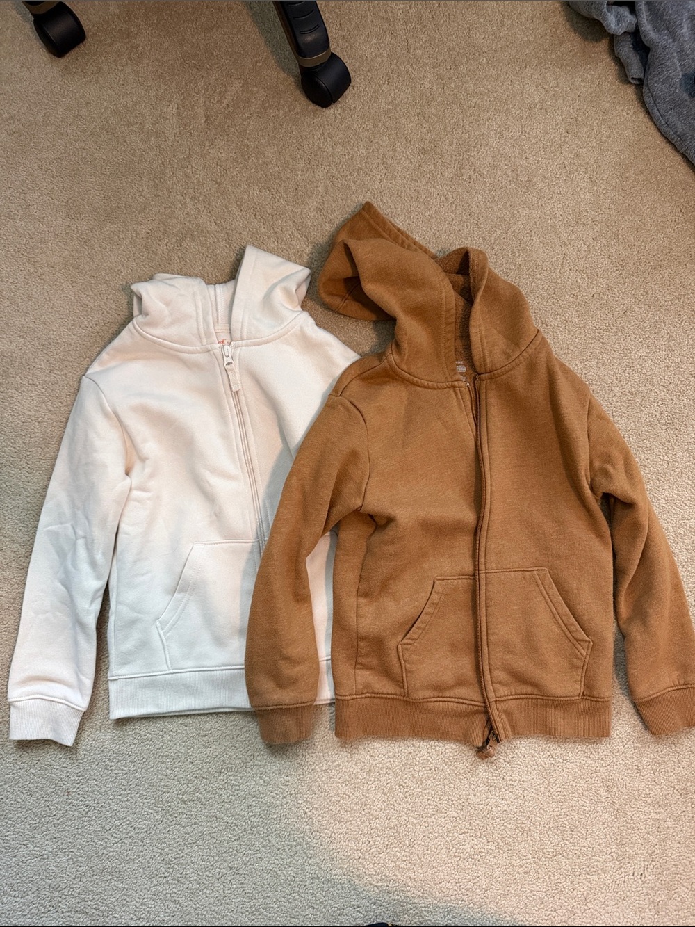 Cat & Jack Kids Zip Hoodie Set in Cream and Brown